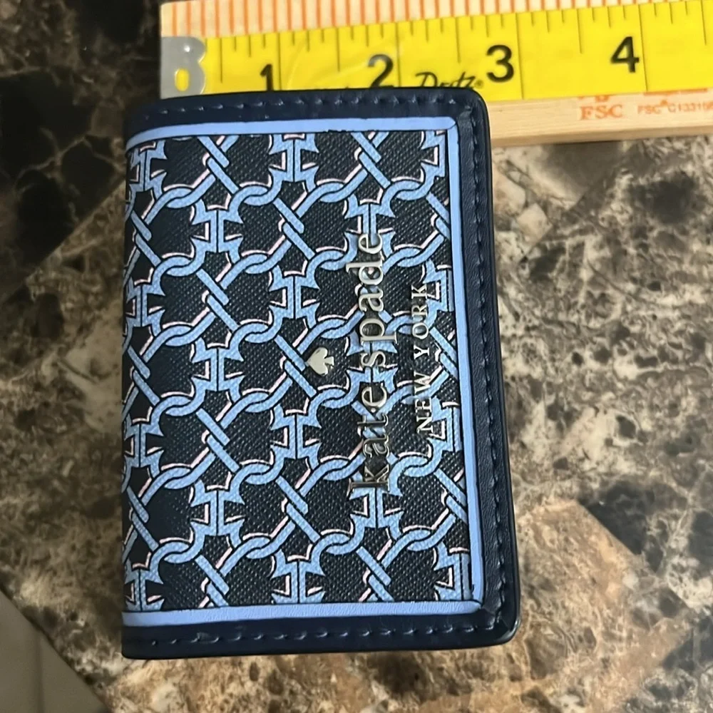 Kate Spade Geometric Blue multi fold wallet NWOT
